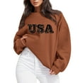 thumbnail image 2 of Vedolay Women Sweatshirt Women's 2023 Casual Sweatshirt Crewneck Long Sleeve Solid Color Shirts,Coffee XXL, 2 of 5