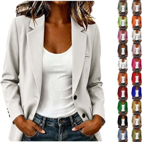 DYTTDG Women's Open Front Blazer Jacket | Long Sleeve Notch Lapel Loose Casual Workwear Outerwear, Lightweight Blazer