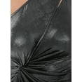 thumbnail image 5 of INSPIRE CHIC Women's Dress One Shoulder Glitter Metallic Knot Waist Slit Hem Cocktail Maxi Dress S Black, 5 of 6