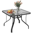 thumbnail image 1 of Outsunny Square Tempered Glass Patio Dining Table with Umbrella Hole, 1 of 10
