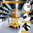 thumbnail image 3 of Hydraulic Lift Table Cart 500 lbs Capacity 28.5 In Single Scissor Lift Table with Non-Slip Pad and Locking Wheels for Material Handling Yellow, 3 of 8
