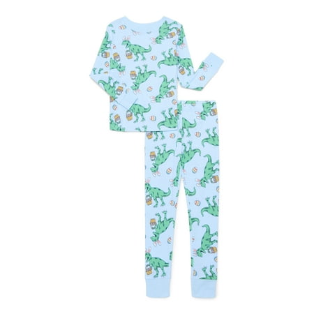 Way to Celebrate Boys Cotton Snug-Fit Top and Pants Snug Fit Pajama Set, 2-Piece, Sizes 4-10
