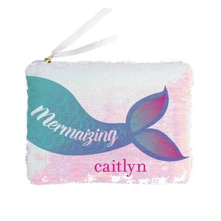 Personalized Mermaizing Sequined Zippered Pouch