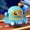 Blue, variant on UFO Pull-Back Face-Changing Toy Space Flying Saucer Cartoon Design with Manual Expressions No Battery Needed Friction Powered Spacecraft Vehicle Purple