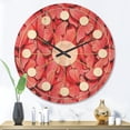 thumbnail image 2 of Designart 'Red Pink Butterflies' Mid-Century Modern Wood Wall Clock, 2 of 5