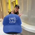 thumbnail image 2 of Mens Hat "DOG DAD" Embroidery Baseball Cap Adjustable Washed Casual Cap for Outdoor Walking and Daily, 2 of 4