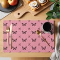 thumbnail image 2 of Pink Spring Butterfly Placemats Set of 4, Black Bow Knot Placemats for Dining Table, Place Mats for Kitchen Tabletop, Waterproof Wipeable Dining Table Mats Set, 2 of 9