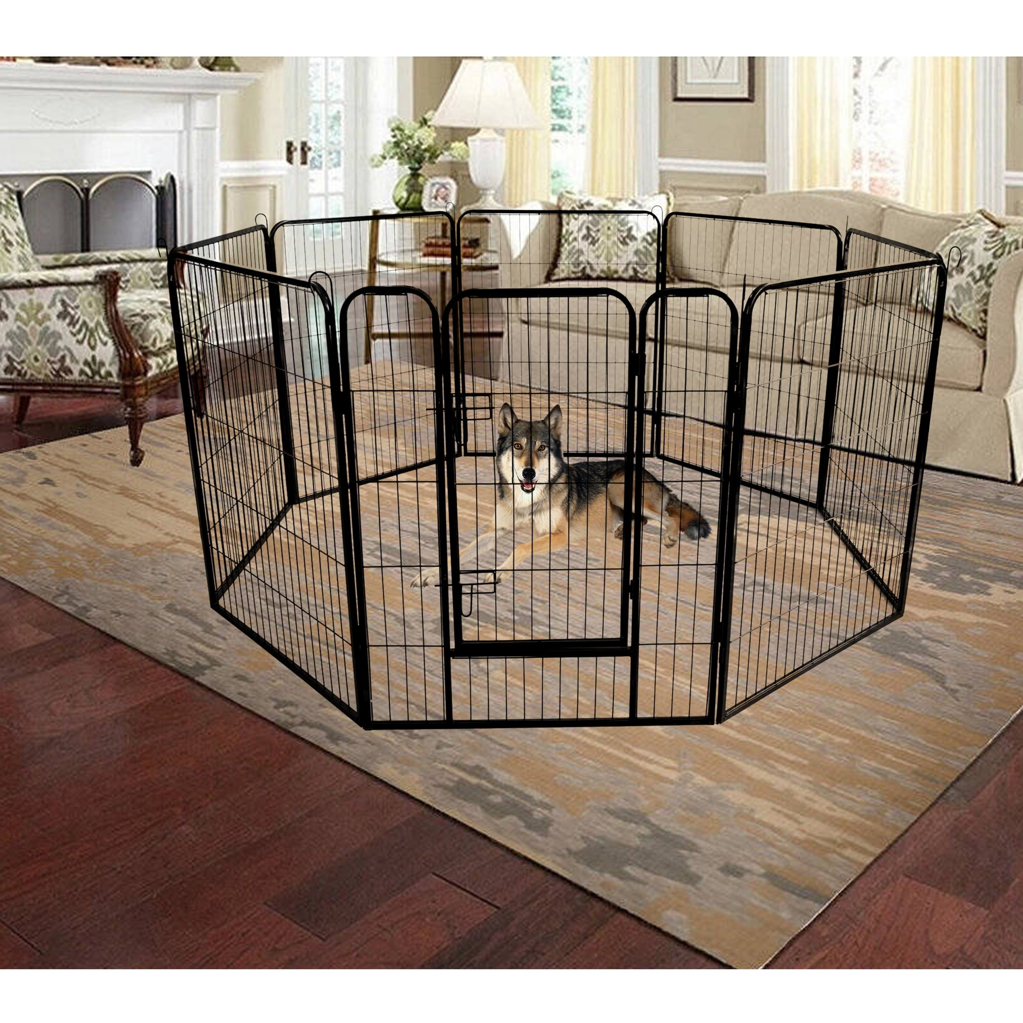 Heavy Duty Foldable Metal Indoor Outdoor Exercise Pet Fence Barrier Playpen  Kennel for Dogs Cats