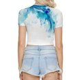 thumbnail image 4 of QAFOPEH Women Tie-Dye Gradient Print Short Sleeve Crew Neck Navel Top, 4 of 4