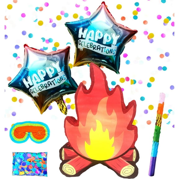 Campfire Pinatas,Perfect for Flame Party Birthdays, Camping Adventure, Baby Showers and Themed Party Decorations