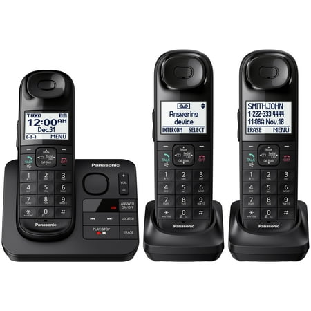 Panasonic Black Cordless Telephone with 3 Handsets and Answering