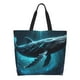 thumbnail image 1 of Balery Vintage Blue Pattern Whale Bolsa Tote Estilo Estético con Cremalleras, Bolsa de Hombro, Bolsa de Compras Grande y Plegable, 1 of 8