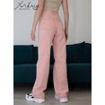 thumbnail image 3 of MiuKoMiYa-pantalones vaqueros de pierna ancha para mujer, femeninos de Vaqueros cintura alta, color gris, Estilo Vintage, rectos, a la moda, 2023, 3 of 5
