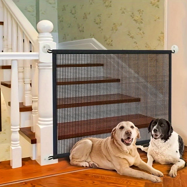 Kmbangi Pet Protective Fence Nylon Mesh Dog Car Window Guard Rail Foldable Easy Installation Balcony Netting