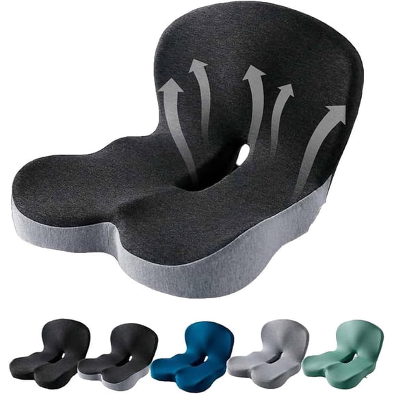 Trucker seat Cushions for Long Sitting, Memory Foam L-Shaped Integrated Orthopedic Seat Cushions, Office Chair Seat Cushion for Tailbone Lumbar Back Support