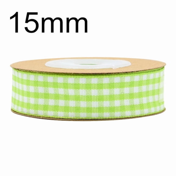 NAMZI 0.6 Inch x 5.5 Yards Gingham Ribbon, Classic Plaid Buffalo Checker Ribbon for Gift Wrapping, Hair Bows & DIY Crafts, Light Green