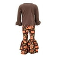 thumbnail image 4 of Girls 2 Piece Happy Thanksgiving Clothes Legging Set Outfit (2Y, Brown), 4 of 5
