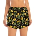 thumbnail image 2 of Balery Bees and Sunflowers Pantalones cortos deportivos para mujer con forro y dos bolsillos, elásticos, para entrenamiento, gimnasio, yoga-Medium, 2 of 7