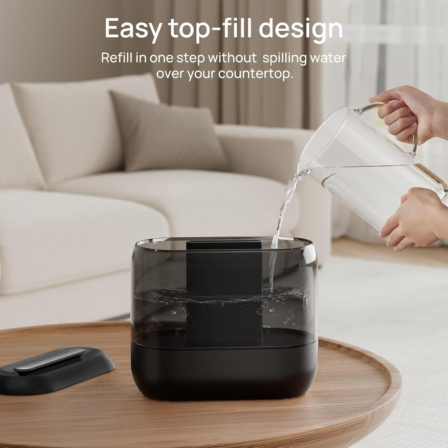 Humidifiers for Bedroom, 4L Top Fill for Large Room, 36H Runtime, 28 dB Quiet Supersized Cool Mist Air Humidifier for Baby Nursery, Plants, Indoor, Night Light, Easy to Clean & Fill, Black