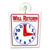 Double Sided"Will Return" Clock and"Open Come in" with Adjustable Clock Hands & Suction Cup