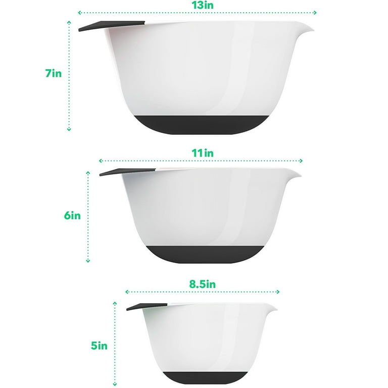 Large Mixing Bowls with Handles, 2 Pcs Microwave Safe 3.6 qt - Plastic  Nesting Bowls for Kitchen, Batter Bowls, Easy to Clean, White & Red