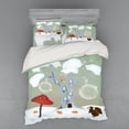 thumbnail image 1 of Tree Duvet Cover Set, Lonely Tree Standing Alone in Crusted Snow with Amanita Muscaria Mushroom and Squirrel, Bedding Set with Shams and Fitted Sheet, 3 Sizes, by Ambesonne, 1 of 3