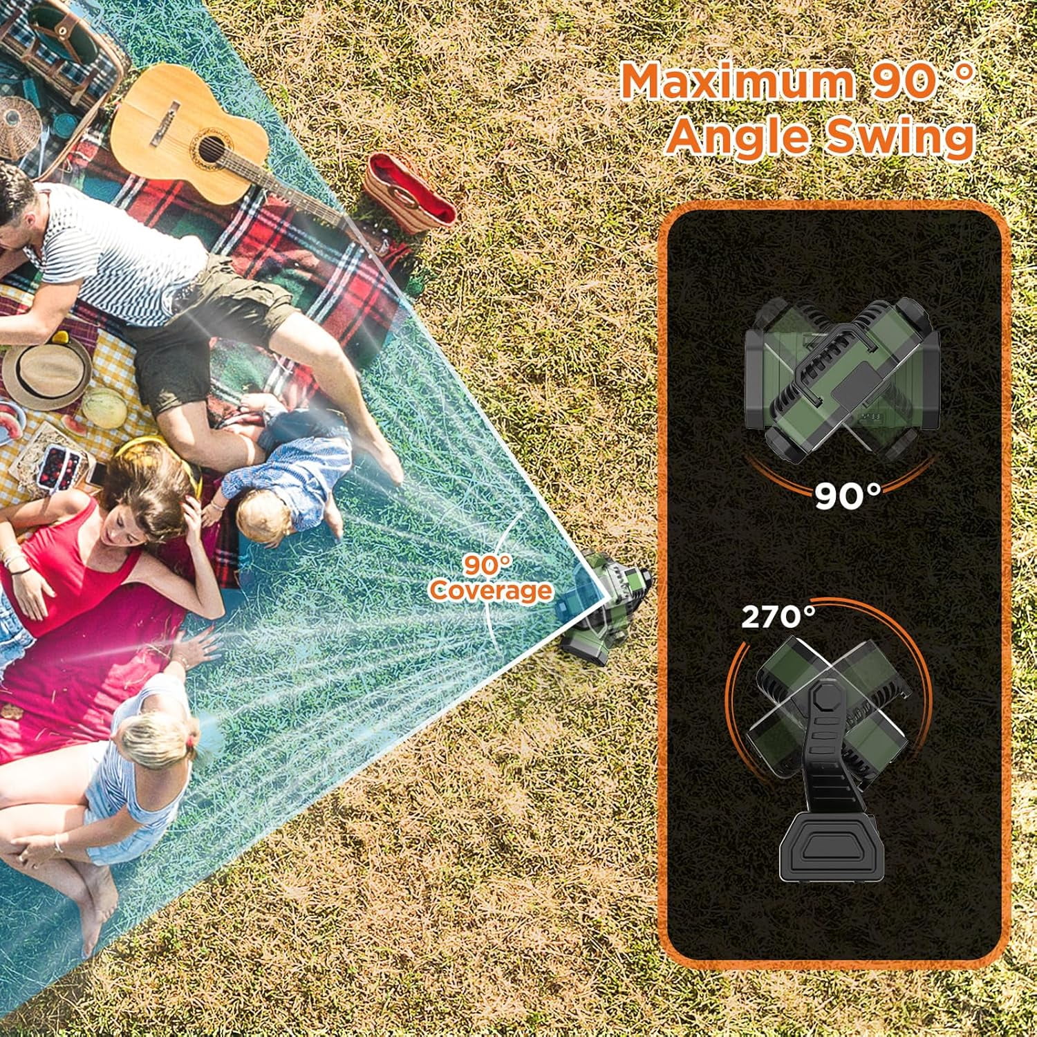 F6 Camping Fan, Portable Battery Powered Fan with 20000mAh Rechargeable Battery, LED Lantern, Remote & Oscillating - 4 Speed for Tent, Travel, Bedroom, Car, Outdoor Camping Essentials