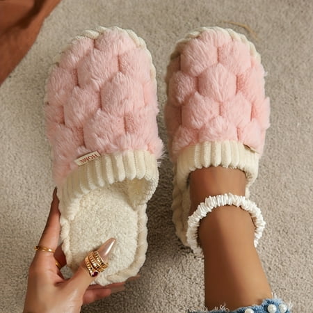 

SHZGXYC Cozy Soft Winter Plush Closed Toe Slip-ons: Fuzzy Shoes with Comfortable Sole