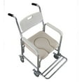 thumbnail image 4 of Zimtown Aluminum Shower Chair Bedside Commode w/Casters and Padded Seat, Rolling Transport Chair Lockable Wheelchair Bedside Toilet Seat, 4 of 9