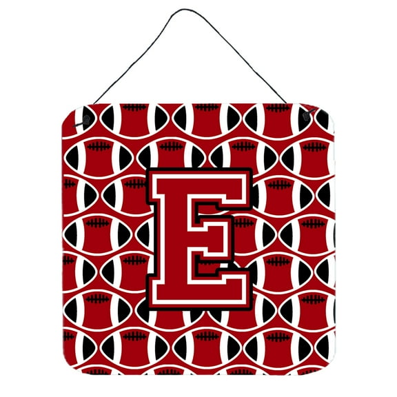 Letter E Football Red Black and White Wall or Door Hanging Prints