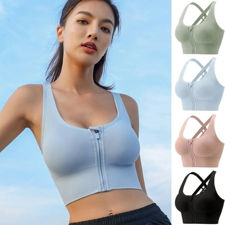

rygai Yoga Bra Breathable High Elasticity Shockproof No Wire Padded Push Up Detachable Pad Soft High Strength Vest Bra for Gym Blue M