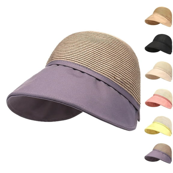 Sun Hat, Beach Hats for Women, Breathable Adjustable Large Brim Sun Hat for Staying Cool and UV Protecte, Summer Hat with Velcro Design Doesn't Interfere with Tied Hair, Purple