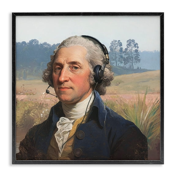 Stupell Industries Classical Gentleman with Headset Black Framed Giclee Art, design by CAD Designs