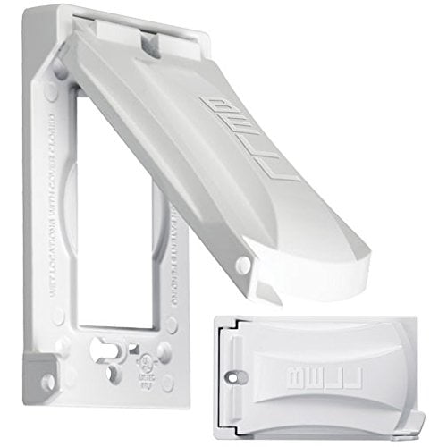 Bell Weatherproof Single Outlet Cover Outdoor Receptacle Protector, White, Vertical Flat