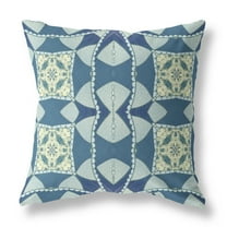 Cosmic Circle Sprays Indoor/Outdoor Fabric Pillow in Blue Green Cream 16x16