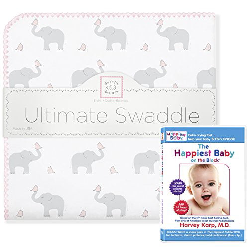 X-Large Receiving Blanket Elephant and Pastel Blue Chickies Moms Choice Award Winner Made in USA Premium Cotton Flannel SwaddleDesigns Ultimate Swaddle 