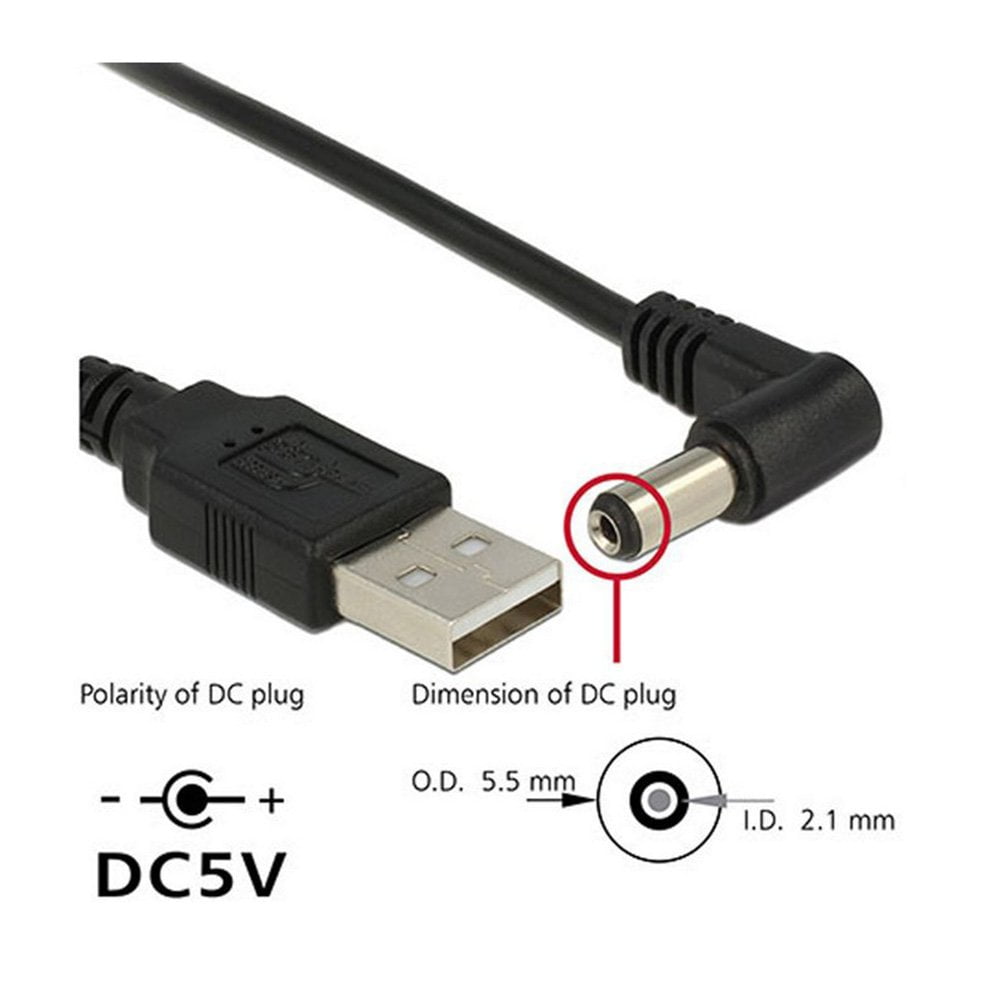 Speaker and More 5V Devices NAHAO USB to DC 5.5x2.1mm Barrel Jack Center Pin Positive Power Cable Charger Cord with 4 connectors Compatible with USB-HUB Monitor 