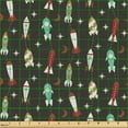 thumbnail image 2 of Ambesonne Rockets Fabric by the Yard Upholstery, Space Science Tech Machines, 2 Yards, Ruby Sea Green, 2 of 5
