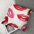 thumbnail image 7 of Creowell Set of 2 Lipstick Throw Pillow Cover Hot Lips Kiss Valentine Soft Pillow Cover Solid Square Cushion Case Match for Home Decor Red Pink White, 7 of 7