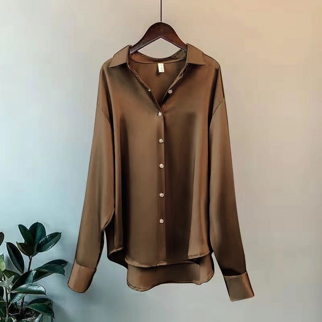 Camisa de manga larga con botones para mujer, blusa informal, elegante, estilo coreano, para oficina, novedad, verano, Otoño e Invierno