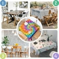 thumbnail image 4 of Colorful Rainbow Tie Dye Spiral Pattern Square Tablecloth,Waterproof Square Table Cover,Wipeable Spillproof Washable Table Cover for Home Kitchen Party Decor 42"X42"(107x107cm), 4 of 6