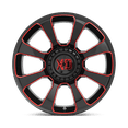 thumbnail image 4 of XD Aluminum Rim XD854 REACTOR 20X10in Gloss Black Milled with Red Tint Finish, XD85421086918N, 4 of 5