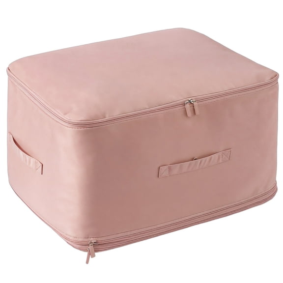 Space Saving Self Compression Organizer for Quilts and Clothes, Nylon Storage Bag with Zipper and Handles, Large Capacity 20.5 x 16.5 x 9.8 inches, Multi-Purpose for Home and Travel