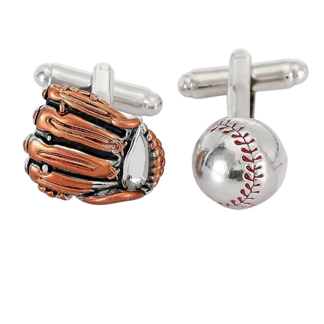 Set de gemelos de béisbol con temática deportiva y guantes para hombre