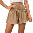 thumbnail image 2 of Ounisa Women's Summer Casual Fashion Solid Drawstring Elastic Waist Loose Culottes Shorts Flowy Breathable Lightweight Airy Shorts, 2 of 7