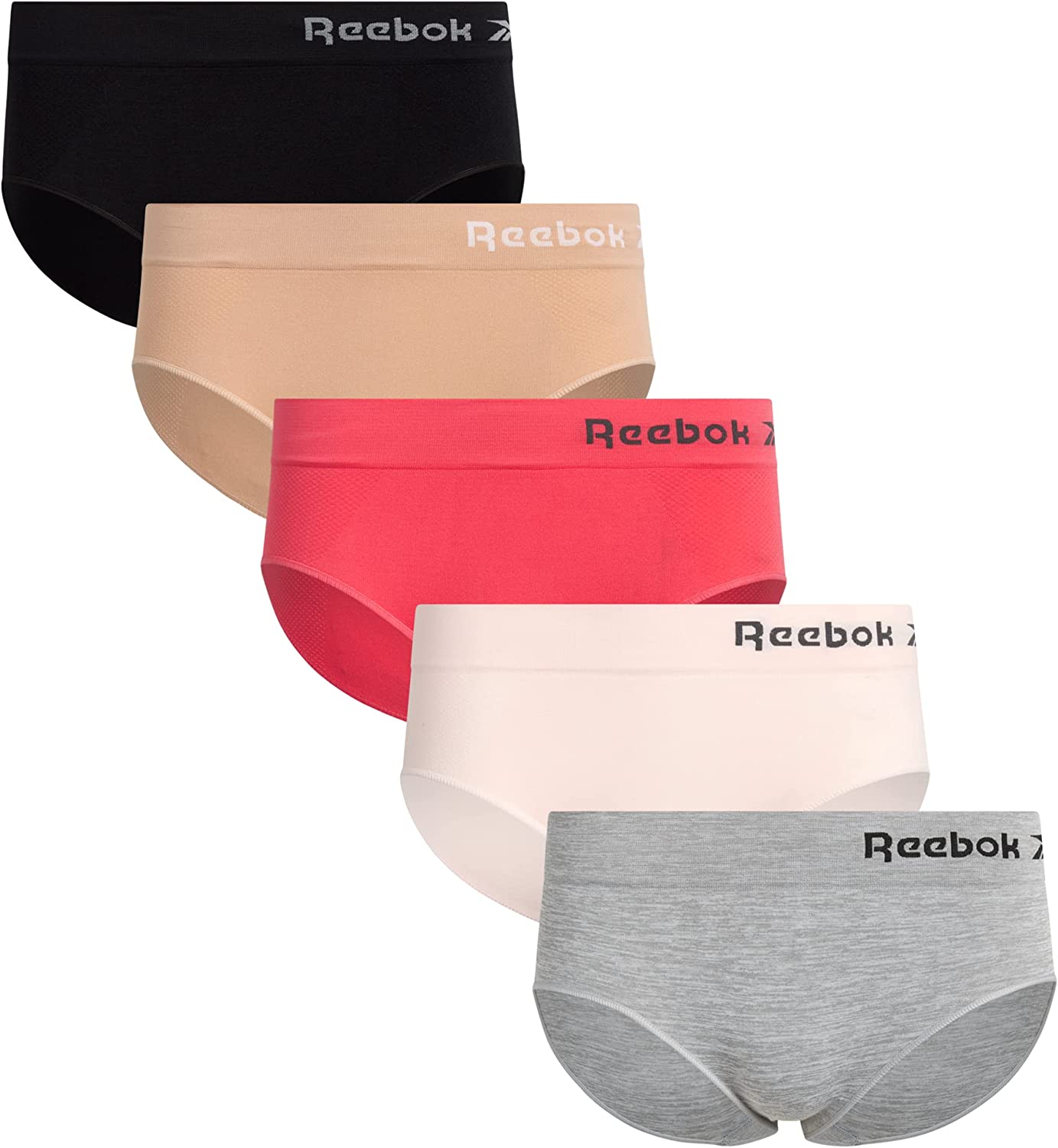 Reebok Women's Underwear Seamless Hipster Briefs (5 Pack)