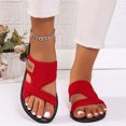thumbnail image 2 of Slides for Women Flat Scandals Womens Dress Sandals Size 6 Womens Studded Sandals Size 12 Clog 8 Borne Ladies Summer Casual Beach Flat Bottom Set Foot Large Red 8.5, 2 of 8