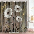 thumbnail image 4 of Farmhouse Flower Floral Shower Curtain,Rustic White Daisy Shower Curtain Set,Country Yellow Wooden Wild Garden Plant Fabric Shower Curtain with Hooks Bathroom Curtain 70X70in, 4 of 5
