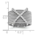 thumbnail image 3 of Auriga Fine Jewelry 925 Sterling Silver with 14K Rh-plated CZ Textured Multi-Band Ring Size 7 for Women, 3 of 6