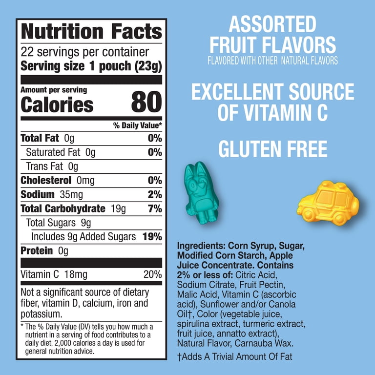 3 pack) Bluey Gluten Free Assorted Fruit Flavored Snacks (22